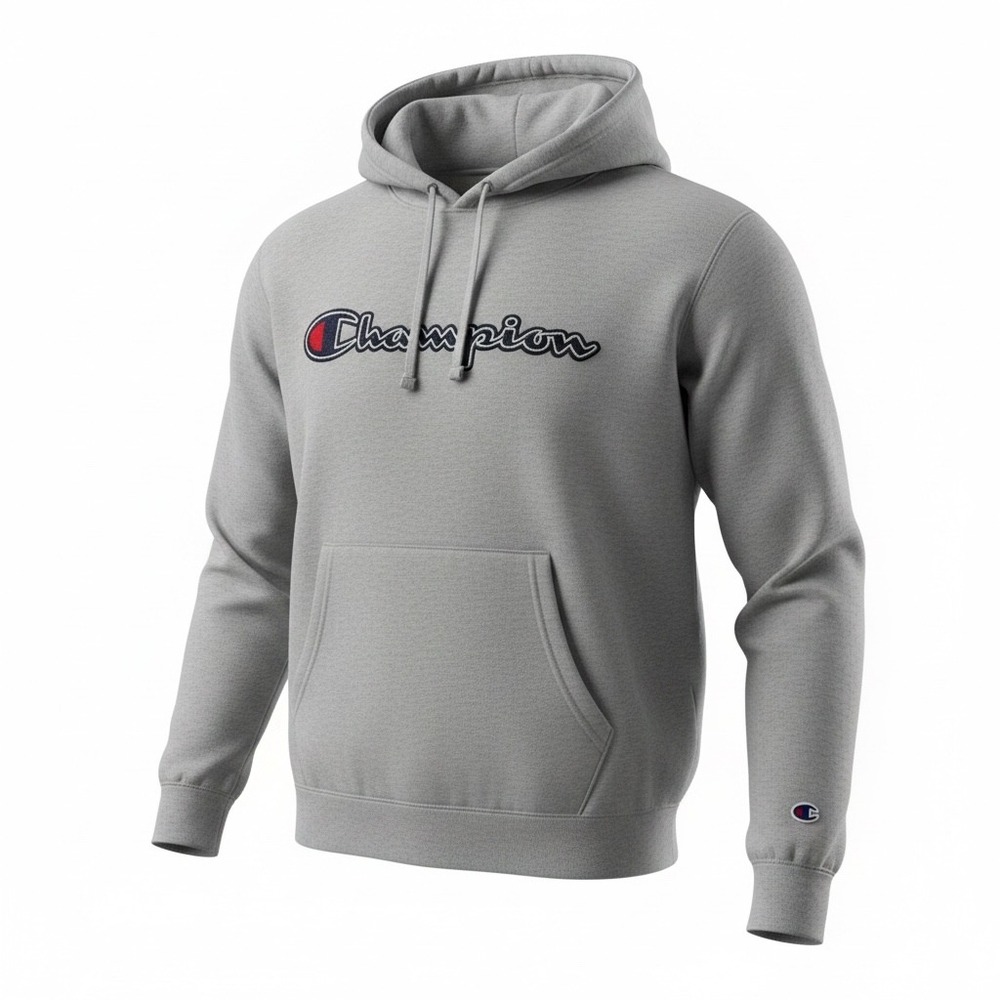 Champion Pullover Hoodie Mens XL Gray Embroidered Script Logo Fleece